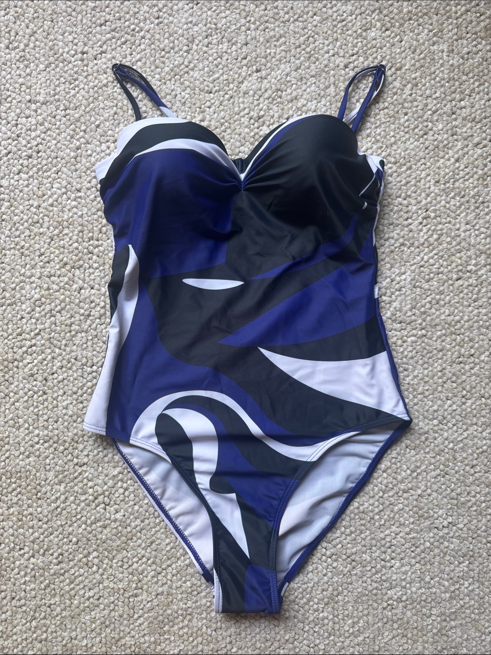Cupshe Abstract Blue & Black One-Piece Swimsuit Size S